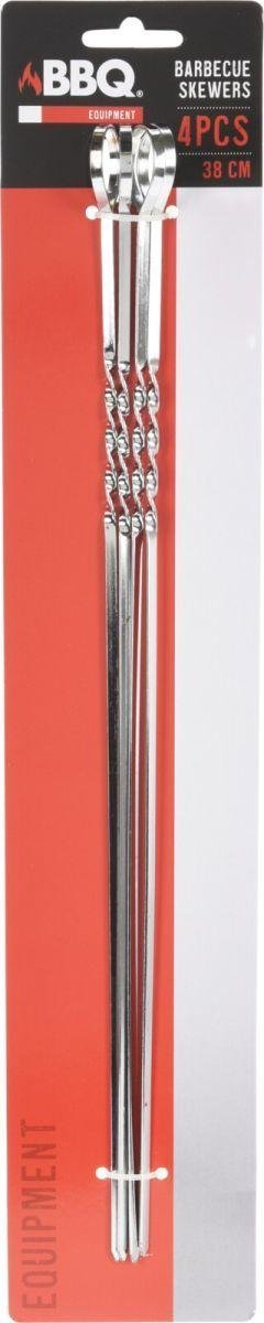 Shkopinj për skarë pa markë, 4 copë, 38 cm, inox
