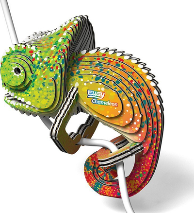 Puzzle 3D Safari Ltd EUGY Chameleon, model kartoni, shumëngjyrësh