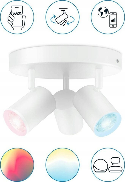 Spot tavan inteligjent WiZ Imageo, LED RGB 3x5W, Wi‑Fi Bluetooth, i bardhë