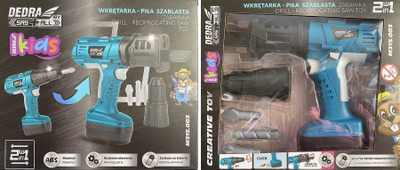 Lodër veglash Dedra Screwdriver and Reciprocating Saw, për fëmijë 3+, me bateri, shumëngjyrëshe