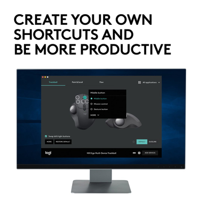 Maus Logitech MX Ergo, RF Wireless+Bluetooth, ergonomik, i zi