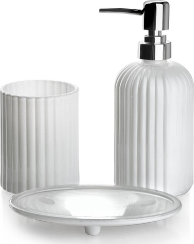 Set banjoje Bathlab Mondex Bathroom, 3 pjesë, xham mat, i bardhë