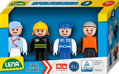 Set figurina LENA Truxx, 4 copa, personazhe me profesione, blu