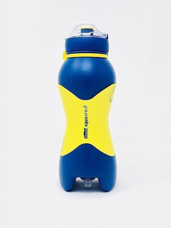Shishe sportive AquaSpray Silicone Bottle Sports, 600 ml, spruc spërkatës, blu verdhë