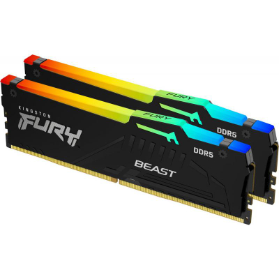 RAM Kingston FURY Beast RGB 32GB, DDR5 6000MHz, kit 2x16GB, e zezë
