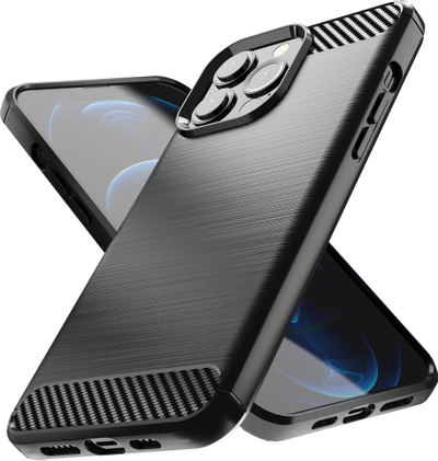 Këllëf telefoni Hurtel Carbon Case, për iPhone 13 Pro, prej TPU fleksibël, i zi