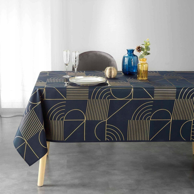Mbulesë tavoline Douceur d'intérieur Navy Blue Gold Geometric, 150x240 cm, poliestër, blu e errët
