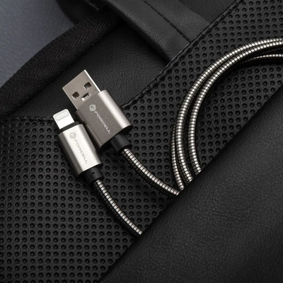 Kabllo USB Forcell F ENERGY C236, USB A me Lightning, 2m, 12W, ngjyrë argjendtë