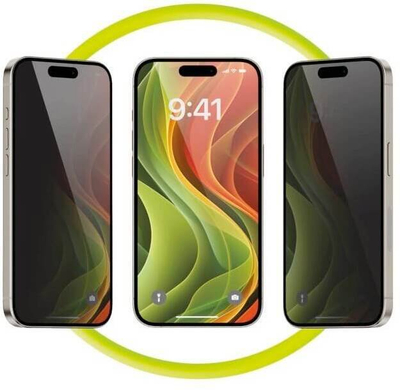 Xham mbrojtës Mobile Origin EasyGlass Privacy, me aplikator, për iPhone 13 13 Pro 14 16e 17e, i zi