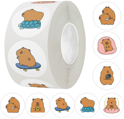 Ngjitëse vetëngjitëse Capybara Tape, rrethore 2.5cm, 500 copë, shumëngjyrëshe