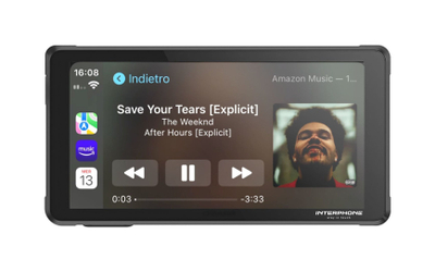 Display për motor Interphone Ride Sync, 5.5", CarPlay Android Auto, i zi