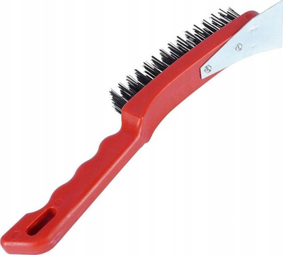 Furçë pastrimi për grilë BBQ Cleaning Brush, 27.5 cm, me skraper, e kuqe