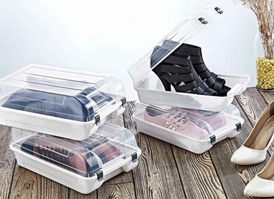 Kuti këpucësh Lumarko Smartware M, 33x19.5x10.5 cm, plastike transparente