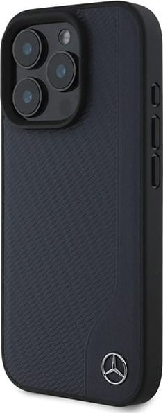 Kapak telefoni Mercedes Benz Wood Imitation për iPhone 16 Pro Max, MagSafe, navy blue