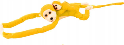 Maskotë pelushi Lean Toys majmun me bebe, 90 cm, e verdhë