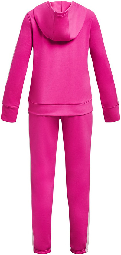 Тренерка за девојчиња Under Armour Knit Hooded Tracksuit Set, со капуља, розова