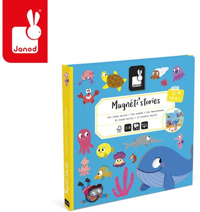 Магнетна игра Bigjigs Подводен свет, 30 магнети, преклоплива табла, шаренкаста