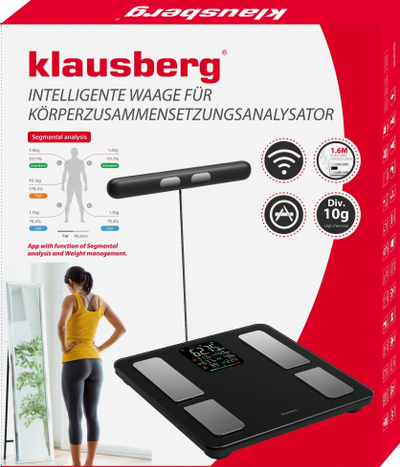 Паметна вага за бања Klausberg KB-7857, Bluetooth, до 180kg, бела