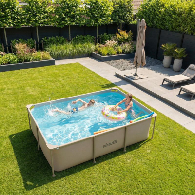 Pishinë me kornizë VirtuFit Rectangular Pool, 260 x 180 x 66 cm, me pompë filtri, bezhë