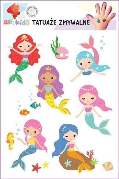 Tatuazhe që lahen për kalamaj, me sirena, me plot ngjyra