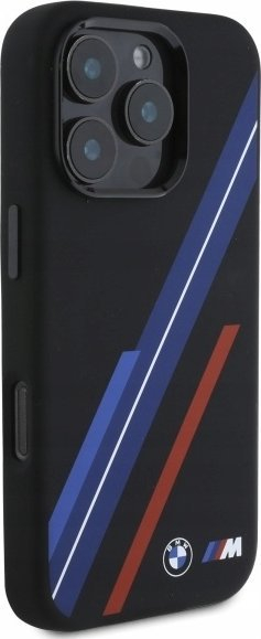 Kapak telefoni BMW Silicone Random Lines për iPhone 16 Pro Max, MagSafe, i zi