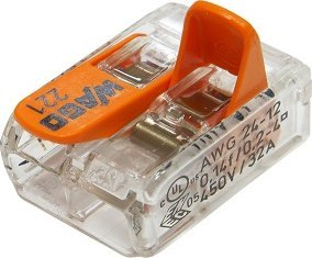 Konektor elektrik i shpejtë WAGO 221 412, 2x4mm², set 100 copë, portokalli transparente
