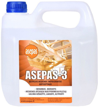 Antiseptik për dru Asepas ASEPAS-3, 3L, pa ngjyrë
