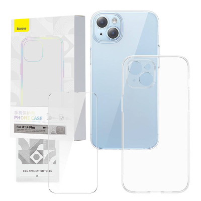 Set mbrojtës Baseus Corning për iPhone 14 Plus, kapak transparent, xham i temperuar