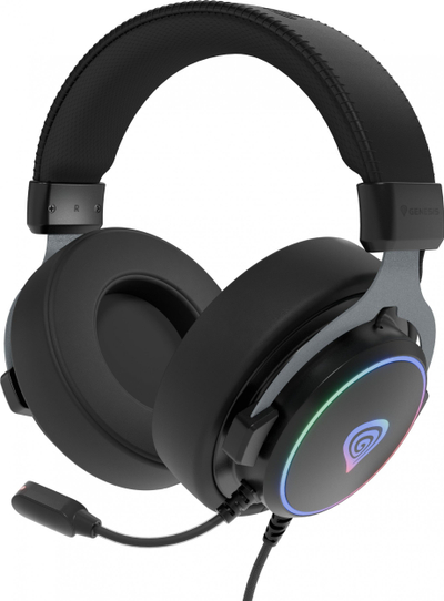 Kufje gaming Genesis, 50mm, USB, të zeza me shumëngjyra