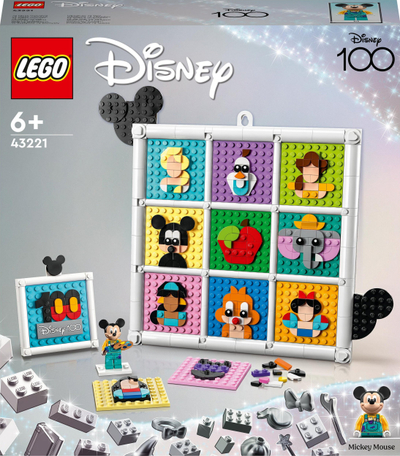 Set LEGO Disney 100 Years of Iconic Disney Animations 43221, 12 panele, minifigurë Mickey Mouse, shumëngjyrësh
