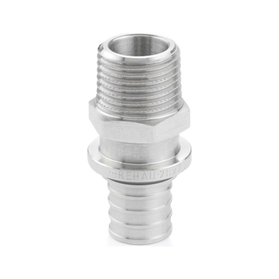 Përshtatës tubash Rehau, 17x2.0 mm 16x1.5 mm ML 16 mm, filet R 1/2", bronzi