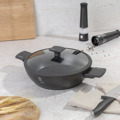 Tenxhere e cekët Berlinger Haus Antracit BH-8129, me kapak, 30 cm, 4.5 L