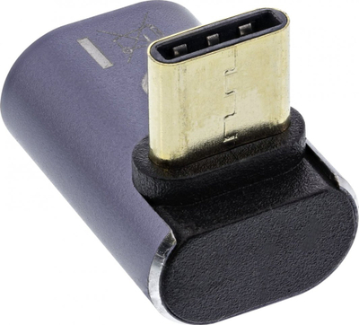 Adapter USB4 InLine, USB Type C mashkull femër, kënd lart poshtë, gri