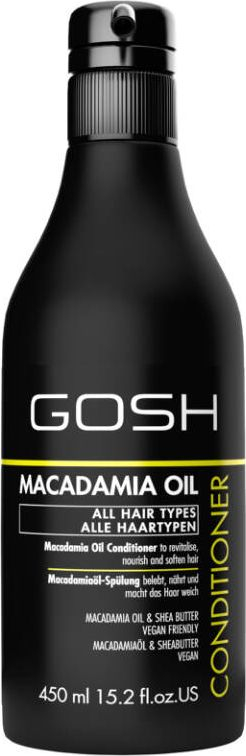 Balsam flokësh GOSH me vaj makadamie, 450 ml, për çdo lloj flokësh, i zi