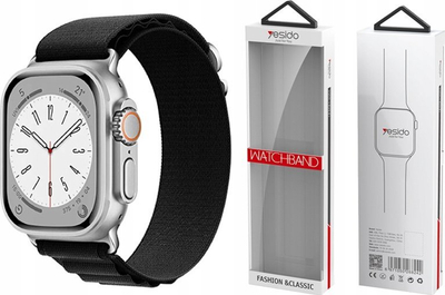 Rrip ore inteligjente Yesido WB24 për Apple Watch, 38/40/41mm, pambuk, i zi