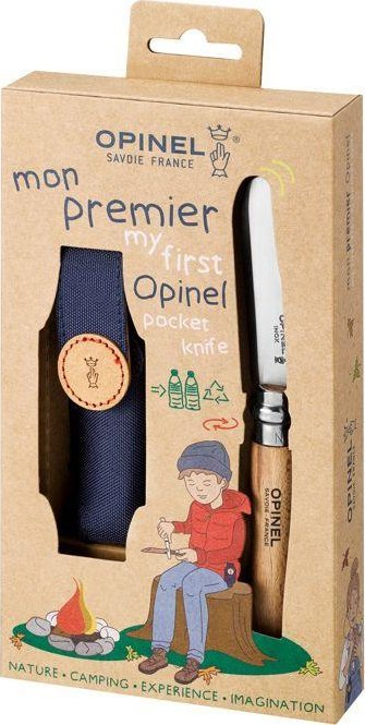 Thikë Opinel My First No.07 me këllf, prej çeliku inox, me dorezë druri, ngjyrë natyrale