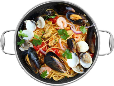Tigan wok Orion Cookcell, 28 cm, sipërfaqe që s’ngjit, argjendtë