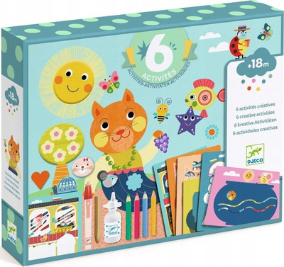 Set kreativ për kalamaj Djeco Cat & Friends, 6 aktivitete, nga 18 muajsh, shumëngjyrësh