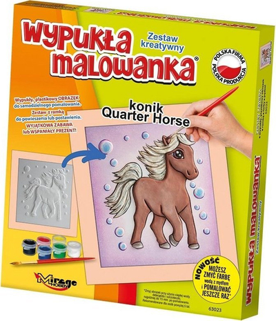 Set pikturimi Mirage Hobby Convex Coloring Quarter Horse, figurinë 3D plastike, bojëra uji, shumëngjyrësh