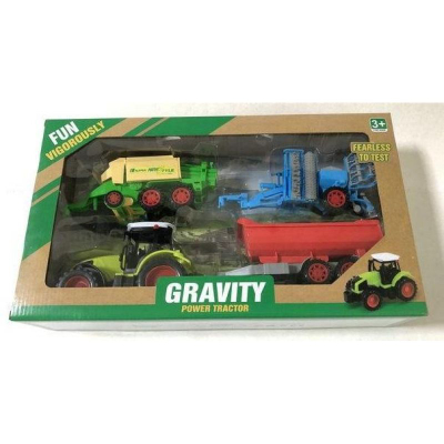 Set lodrash traktor Gravity Macyszyn Toys, rimorkjo dhe vegla bujqësore, shumëngjyrësh