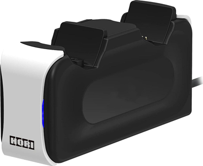 Stacion karikimi Hori Dual Charging Station për leva PS5 DualSense, mban në karikim 2 leva, bardh e zi