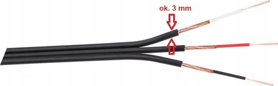 Kabllo audio trefishe RCA, bakër, në bobinë, e zezë