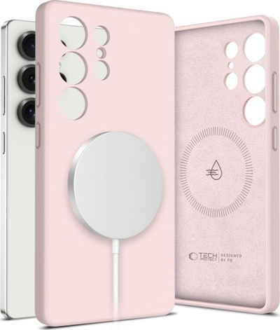 Kapak telefoni Tech-Protect Liquid Silicone MagSafe, Galaxy S25 Ultra, Pink Pearl