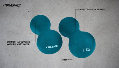 Set peshash dore Avento, 2 x 1 kg, çelik me shtresë PU, blu