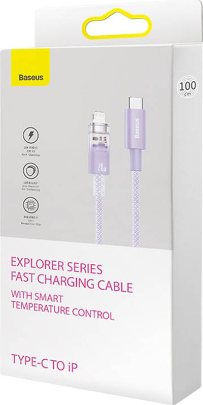 Kabllo karikimi Baseus Explorer Series USB-C në Lightning, 1m, 20W, lejla
