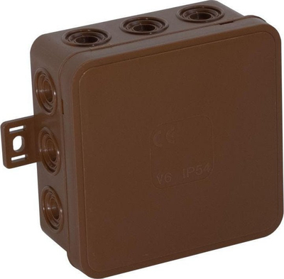 Kuti hermetike sipërfaqësore ViPlast V6, 85x85x41 mm, IP54, kafe