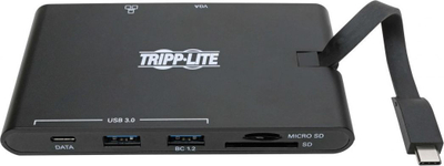 Dock USB C Tripp Lite U442 DOCK3 B, HDMI 4K dhe VGA, Gigabit Ethernet, i zi