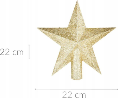 Zbukurim për majë bredhi Atmosphera Glitter Tree Top Star, 22cm, i artë