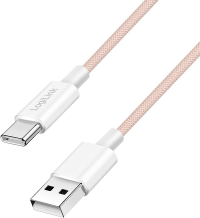 Kabllo USB LogiLink USB 2.0 Type C në USB A, 60W, 1m, rozë