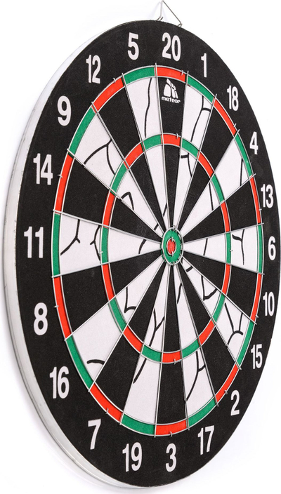 Set dartboard Meteor Double Sided, 17", me dy anë, shumëngjyrësh